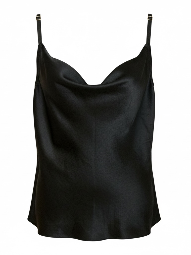 Ava & Viv Black Satin Cowl Camisole